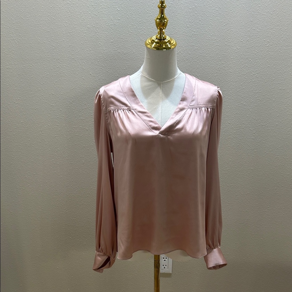 White House Black Market Blush Satin Blouse